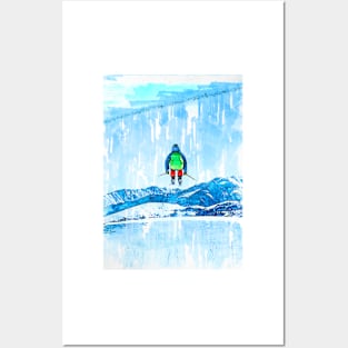 Skier In The Air Abstract. For ski lovers. Posters and Art